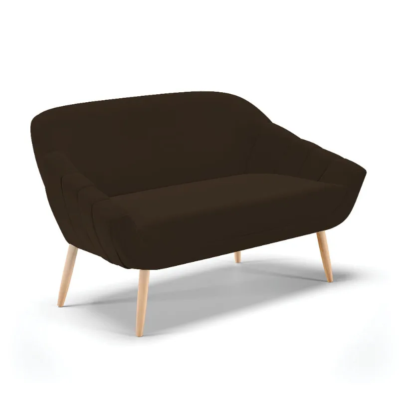 Namoradeira 02 Lugares Giovana Suede Marrom Pés Palito Natural - D'Rossi - DRossi