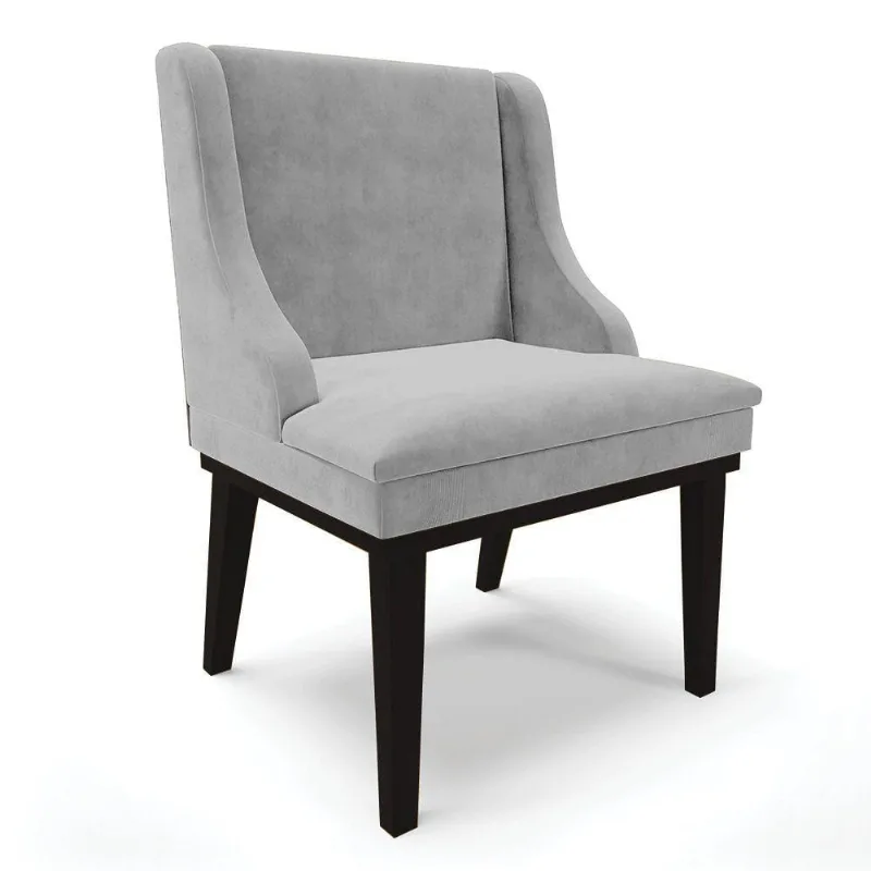Cadeira De Jantar Suede Cinza Base Fixa Madeira - DRossi