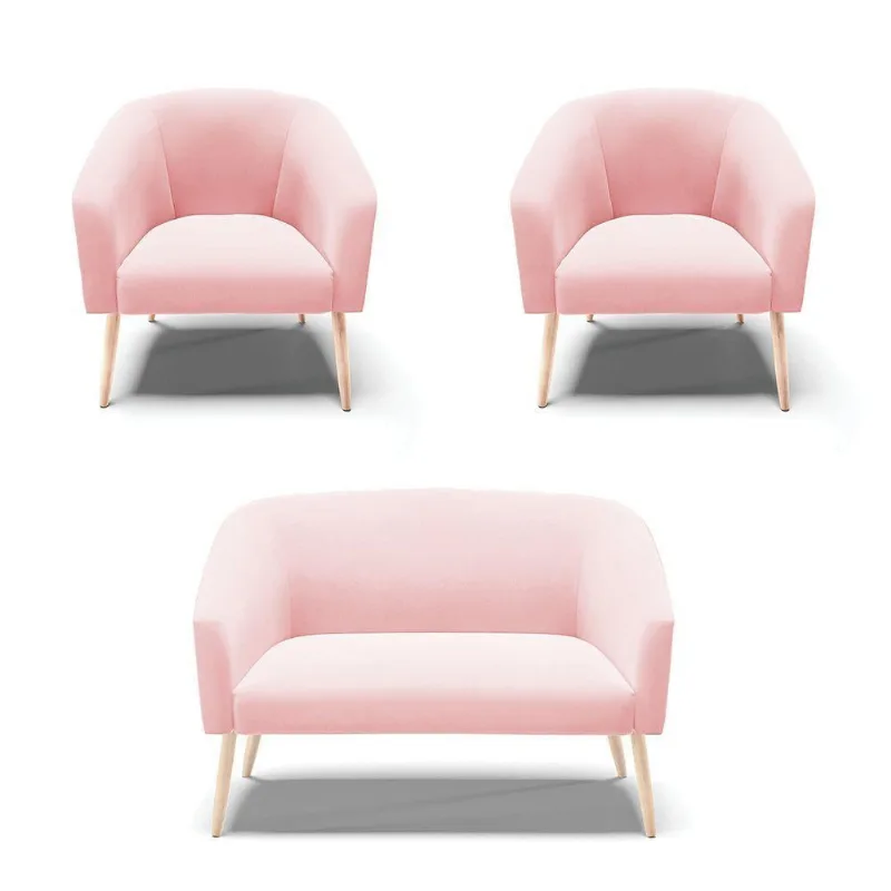 Kit 01 Namoradeira 02 Lugares E 02 Poltronas Rosa Bebê