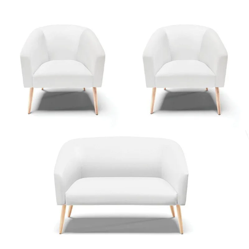 Kit 01 Namoradeira 02 Lugares E 02 Poltronas Branco