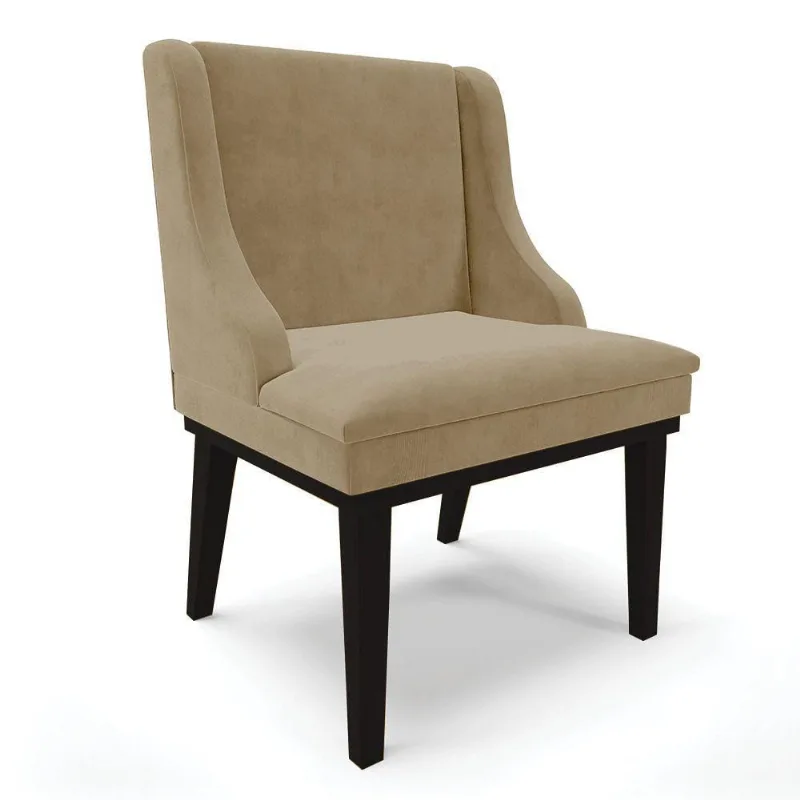 Cadeira De Jantar Suede Marrom Rato Base Fixa Madeira - DRossi
