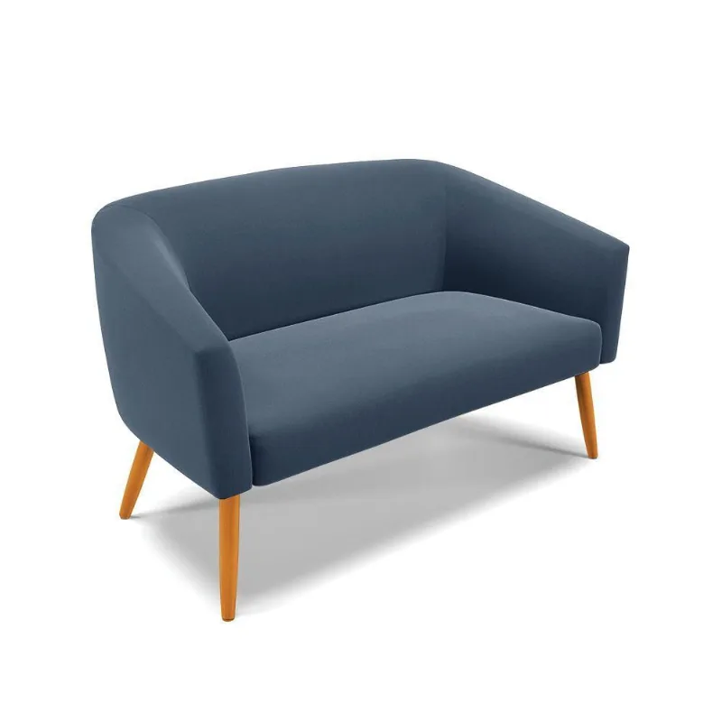 Namoradeira 02 Lugares Suede Castanho Azul Marinho