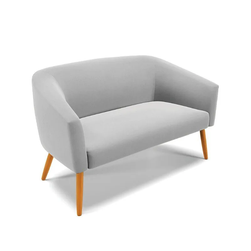 Namoradeira 02 Lugares Suede Pés Palito Castanho Cinza