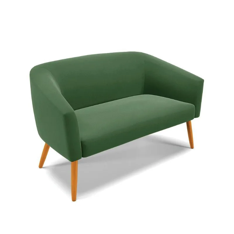 Namoradeira 02 Lugares Suede Pés Palito Castanho Verde