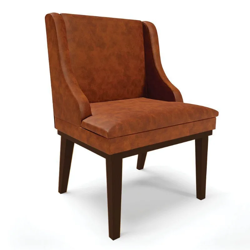 Cadeira De Jantar Corano Nozes Base Fixa Madeira - DRossi