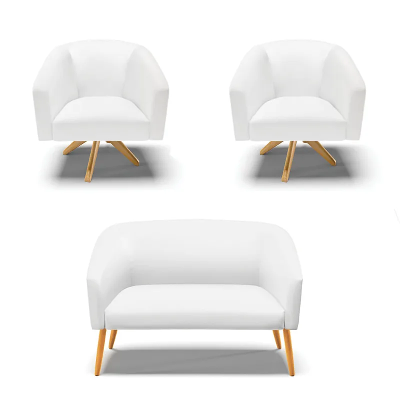 Namoradeira e 2 Poltronas Giratória MA30 Stella Sintético D03 - D'Rossi Branco