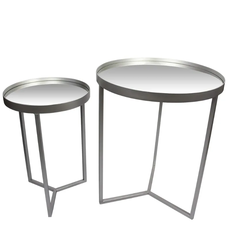 Conjunto Mesa de Apoio e Lateral Espelhada Prata - D'Rossi - DRossi