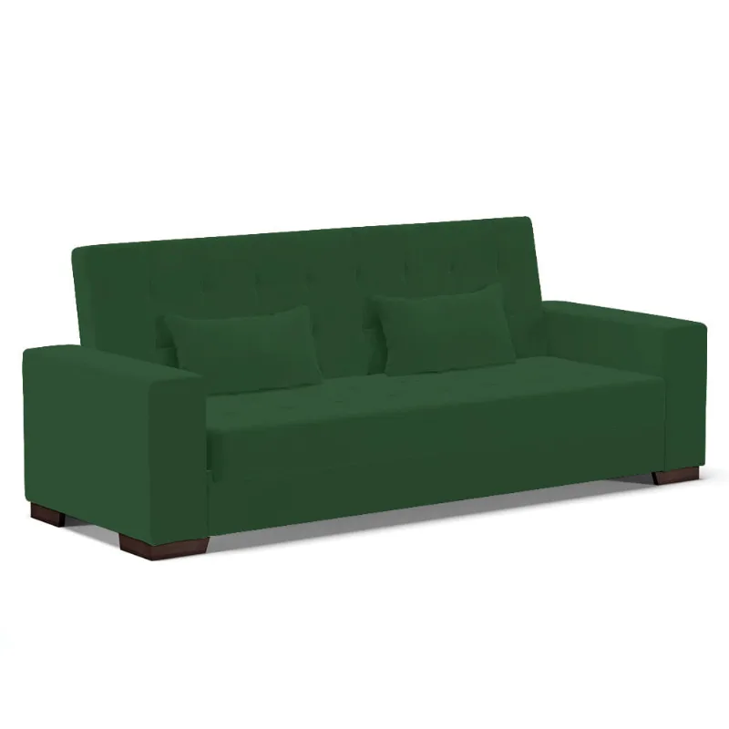 Sofá Cama Casal 3 Lugares 210cm Lisboa Veludo Verde D03 - D'Rossi - DRossi