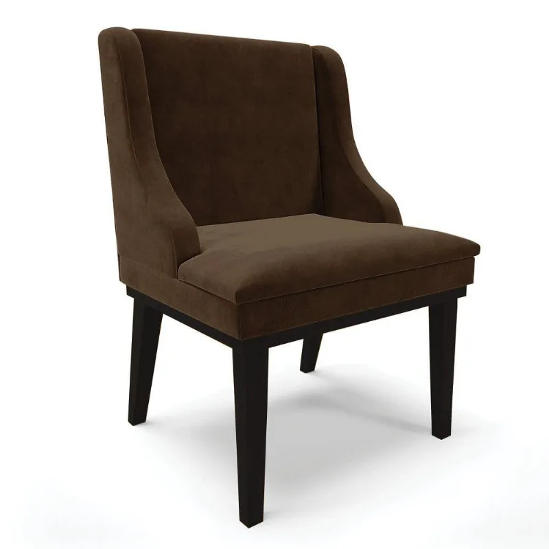 Cadeira De Jantar Liz Suede Base Fixa Madeira Preto Marrom - DRossi