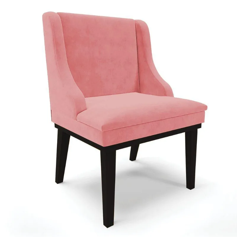 Cadeira De Jantar Liz Suede Base Fixa Madeira Preto Rose - DRossi