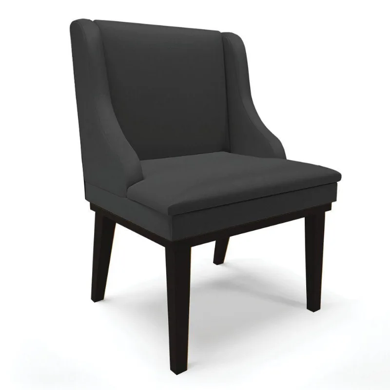 Cadeira De Jantar Liz Corino Base Fixa Madeira Preto Preto - DRossi