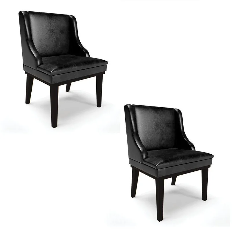 Kit 02 Cadeiras De Jantar Base Fixa Madeira Preto Cor Preto - DRossi