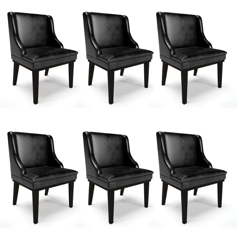 Kit 06 Cadeiras de Jantar Liz Corano Base Fixa Madeira Preto - D'Rossi Preto