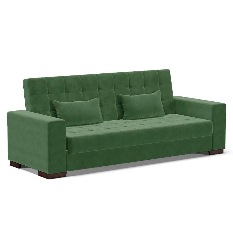 Sofá Cama 02 Lugares Lisboa Suede Pés De Madeira Cor Verde