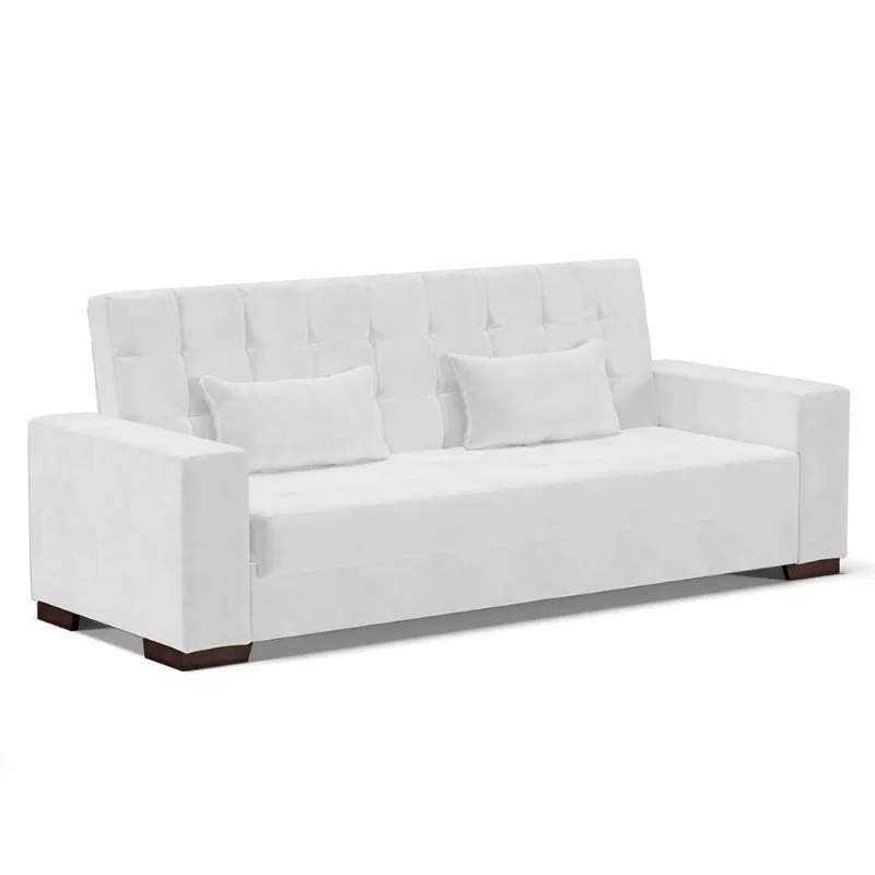 Sofá Cama Casal 3 Lugares 210cm Lisboa Corano D03 - D'Rossi Branco - DRossi