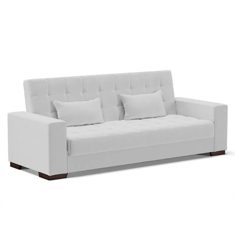 Sofá Cama Casal 3 Lugares 210cm Lisboa Linho D03 - D'Rossi A05 Cinza - DRossi
