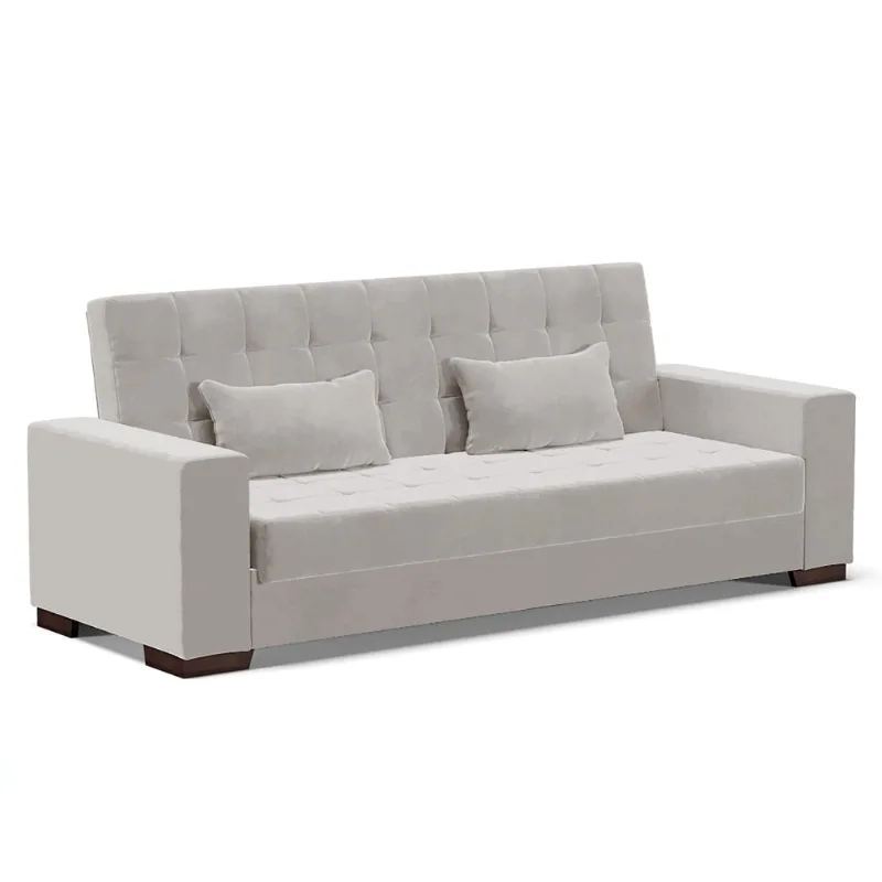 Sofá Cama Casal 3 Lugares 210cm Lisboa Veludo D03 - D'Rossi Cinza - DRossi