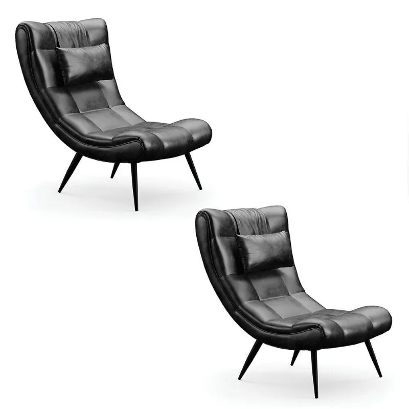 Kit 02 Poltronas Sher Corano Pés Palito De Ferro Cor Preto
