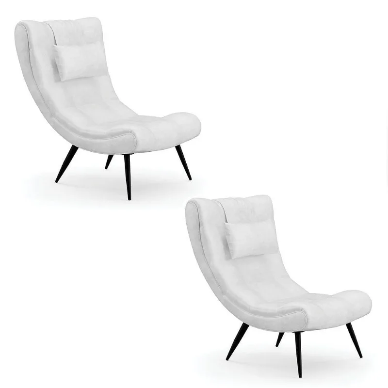 Kit 02 Poltronas Sher Corano Pés Palito De Ferro Cor Branco