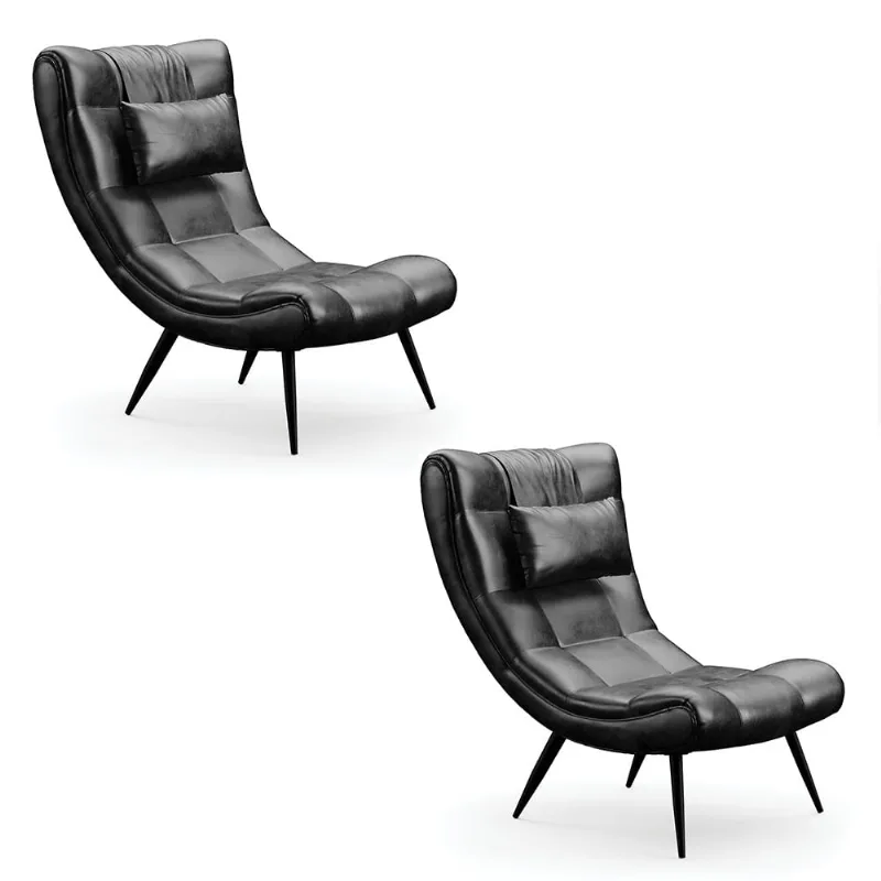 Kit 02 Poltronas Sher Corano Preto Pés Palito de Ferro - Indo Decorar - DRossi