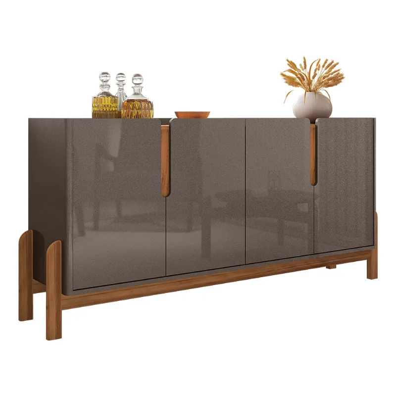 Aparador Buffet 4 Portas Belle 170 cm Cinza Pérola e Cedro - D'Rossi - DRossi