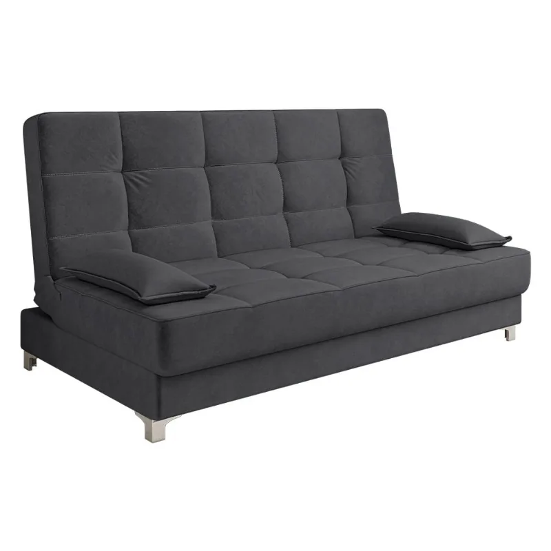 Sofá Cama Equador 193 cm Encosto Reclinável Veludo Grafite Pés Plástico Cromado - D'Rossi - DRossi