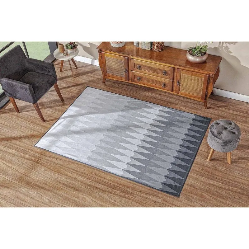 Tapete Geométrico Para Sala Preto - 1,4M