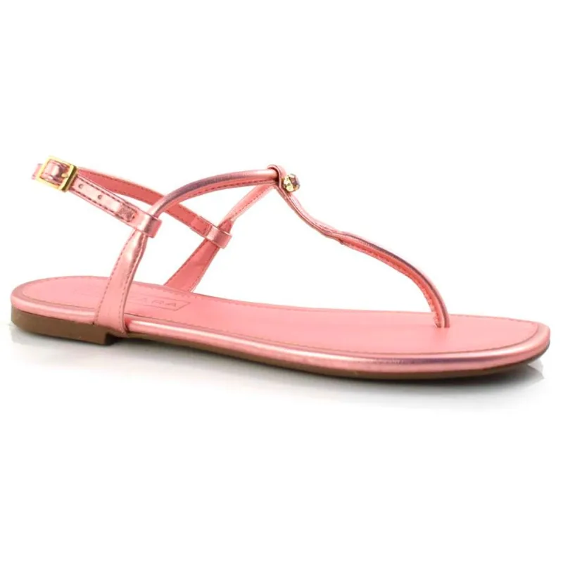 Sandália Rasteira Feminina em Couro Suzzara Rosa 46033 38