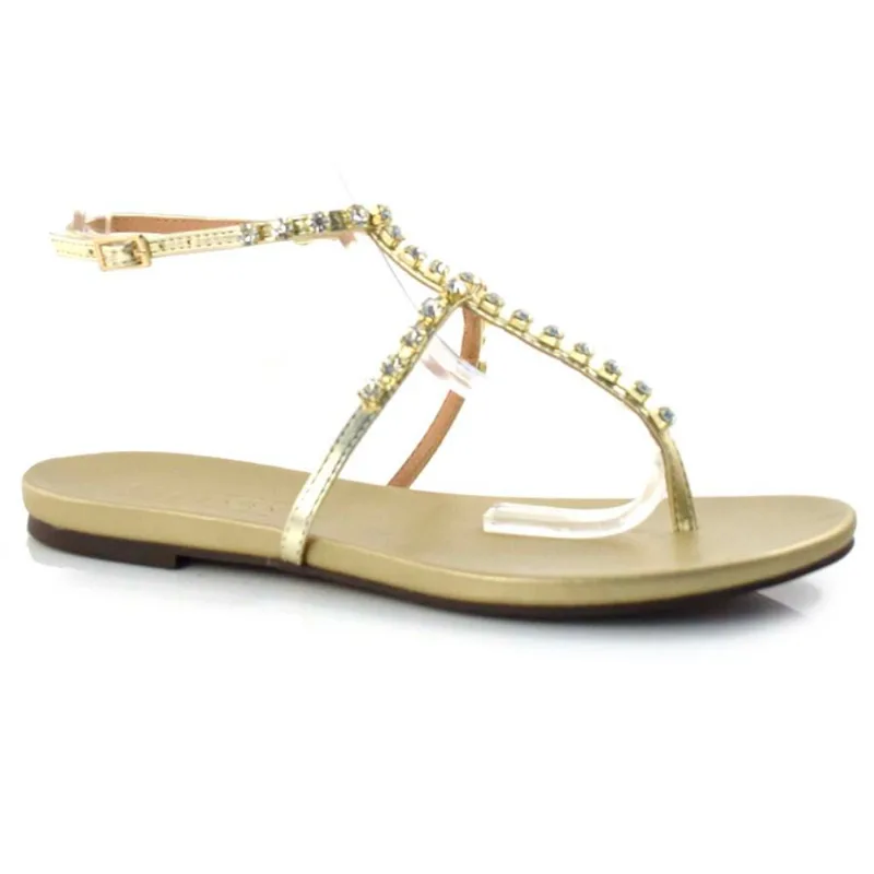 Sandália Rasteira Feminina Suzzara Dourado 34090 37