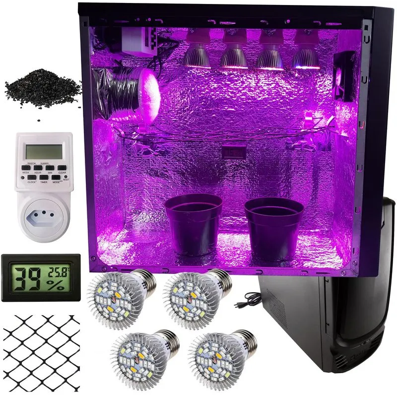 Micro Estufa Cultivo Indoor 4 Lâmpadas Filtro De Ar Pc Grow