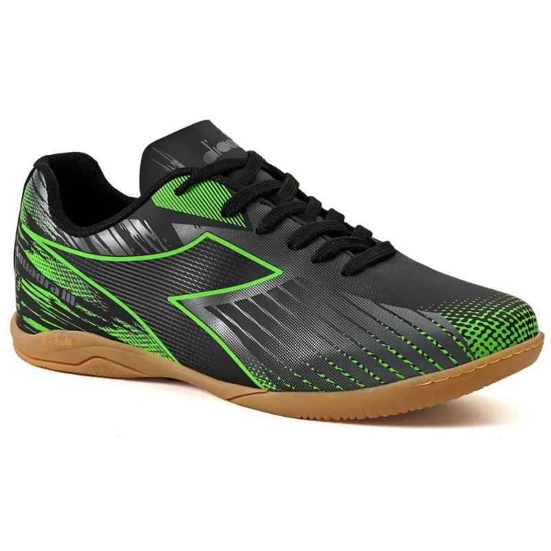 Chuteira Unissex Diadora Squadra III Futsal Preto e Cinza PRETO/CINZA/VERDE NEON - 42