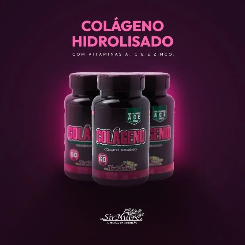 3 Colageno Hidrolisado + Vitaminas A C E E Zinco 60 Capsulas