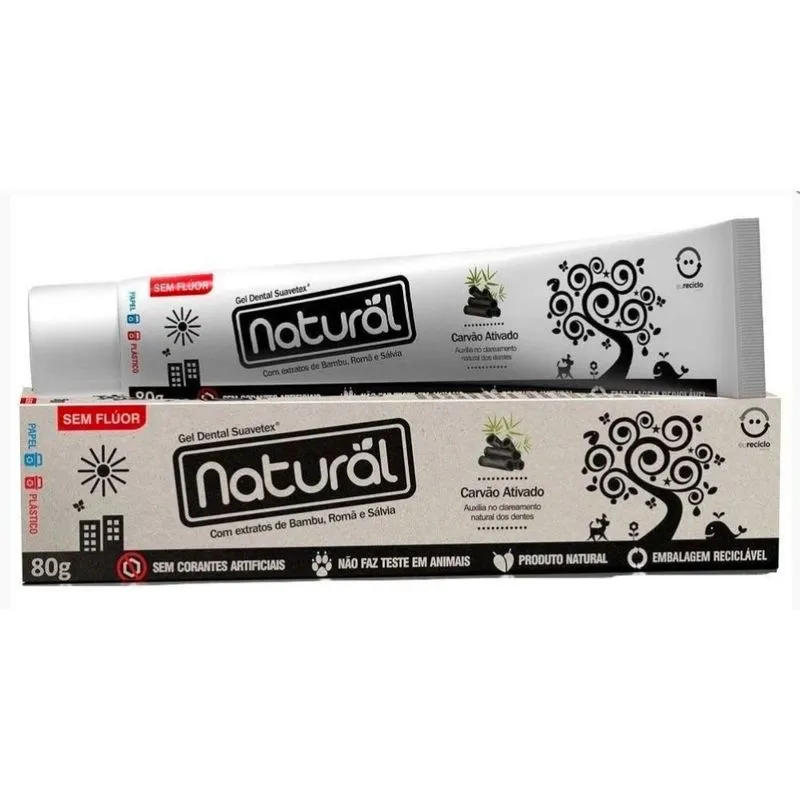 Creme Dental C/ Carvão Ativado 80g - Natural Suavetex