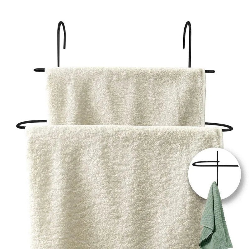 Porta Toalha Para Box Banheiro Duplo Preto