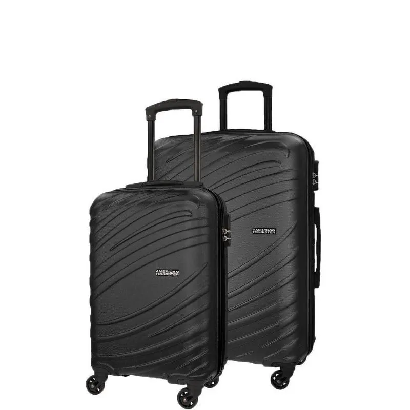 Conjunto De Malas Em Abs American Tourister Tesa Cadeado Integrado Rodas 360º 2 Pcs P M Preta