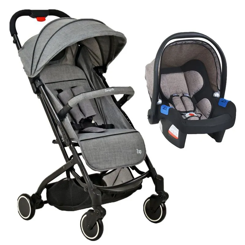 Travel System Burigotto Carrinho De Bebê Zap Cinza Com Bebê Conforto Touring X Cappuccino