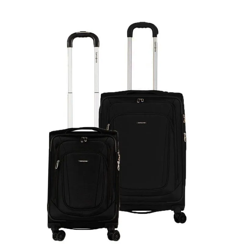 Conjunto De Malas De Viagem Em Poliester Samsonite Kick Air Tsa E Rodas Duplas 2pcs P M Preto