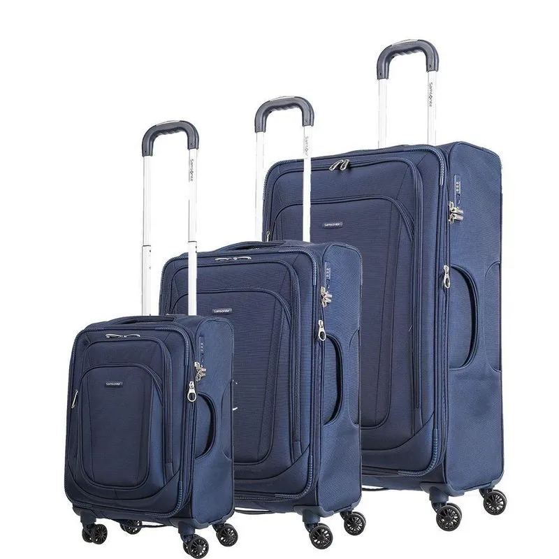 Conjunto De Malas De Viagem Em Poliester Samsonite Kick Air Tsa E Rodas Duplas 3pcs P M G Azul
