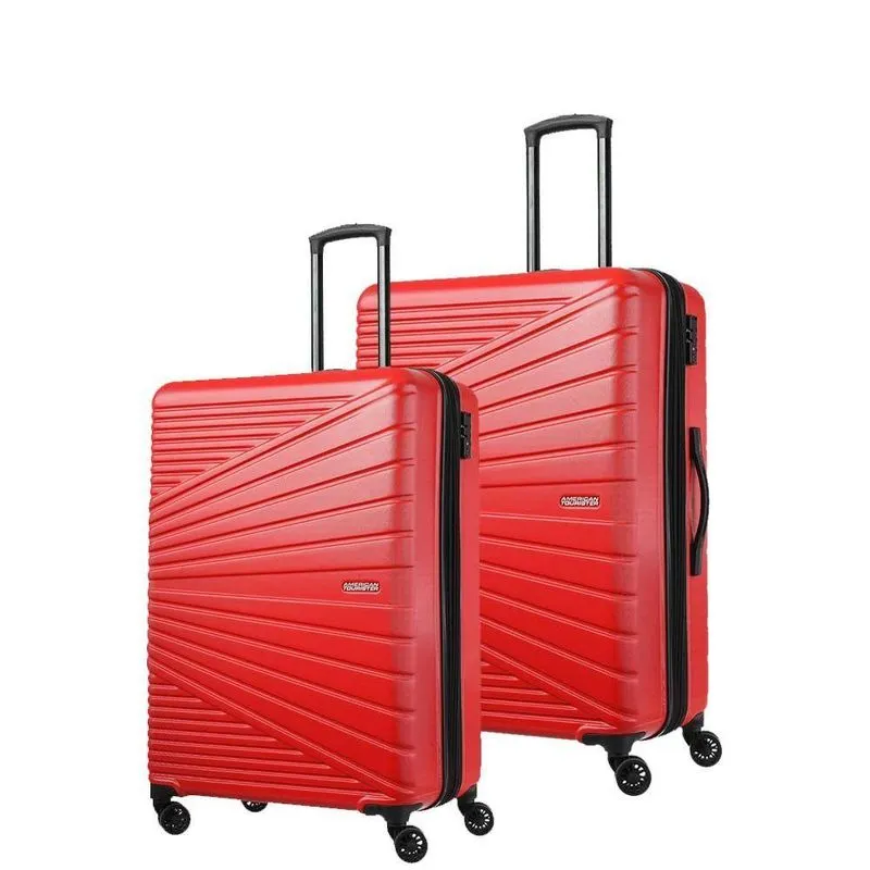 Conjunto De Malas De Viagem Abs American Tourister By Samsonite Recife Tsa Rodas Duplas P M Vermelha