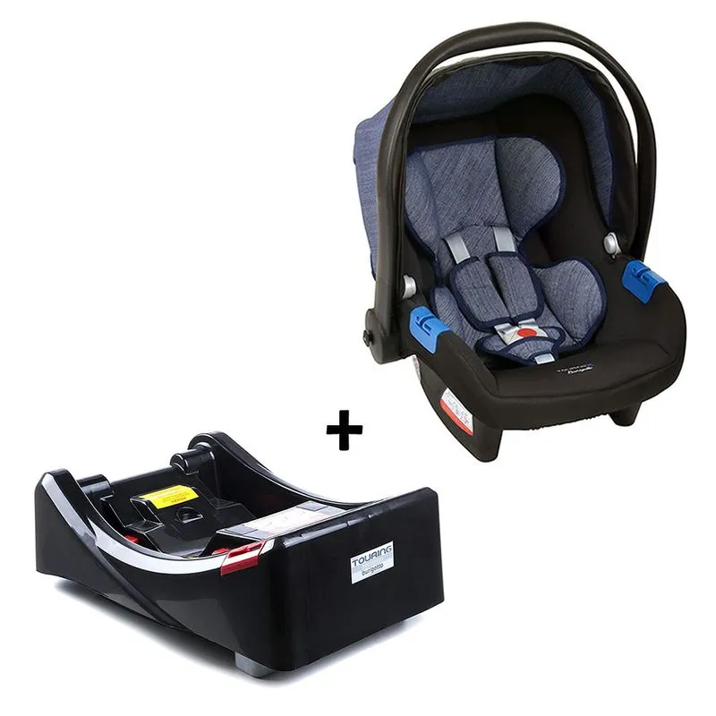 Conjunto Bebê Conforto Com Base Para Carro Burigotto Touring X De 0 Até 13 Kg Azul Mesclado