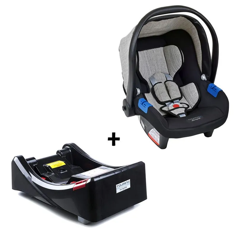 Conjunto Bebê Conforto Com Base Para Carro Burigotto Touring X De 0 Até 13 Kg Cinza Mesclado