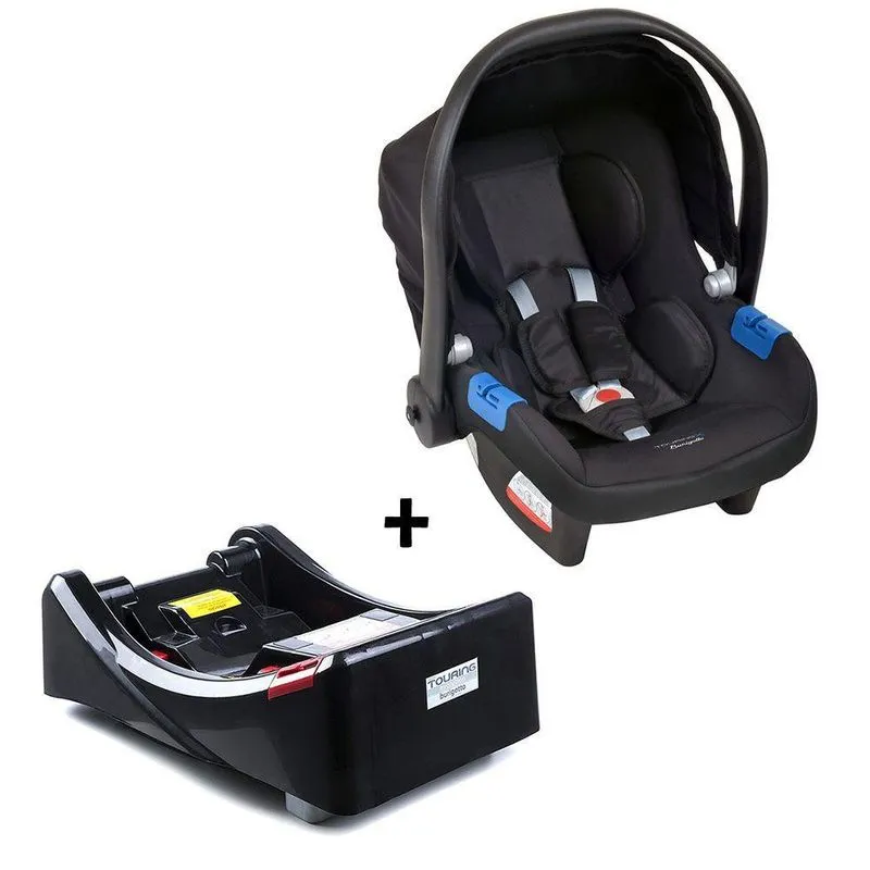 Conjunto Bebê Conforto Com Base Para Carro Burigotto Touring X De 0 Até 13 Kg Preto