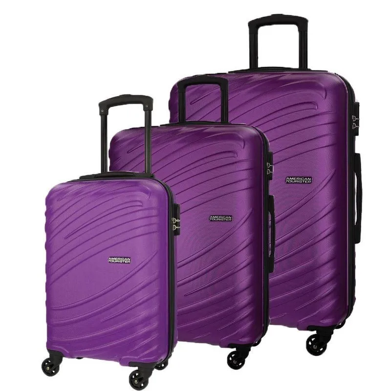 Conjunto De Malas Abs American Tourister Tesa By Samsonite Cadeado Embutido Roxo Magenta P/M/G