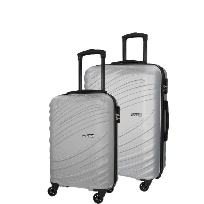 Conjunto De Malas Abs American Tourister Tesa By Samsonite Cadeado Integrado Rodas 360 Prata P/m