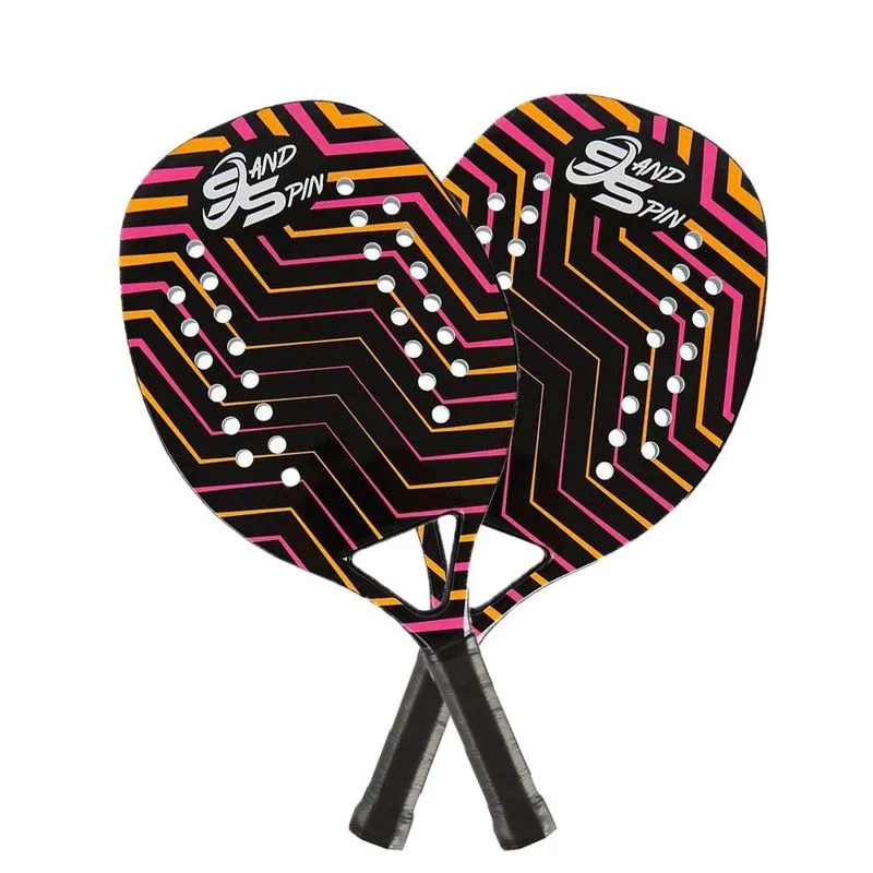 Kit 2 Raquetes De Beach Tennis Sand Spin Aloha Fibra De Carbono Rosa