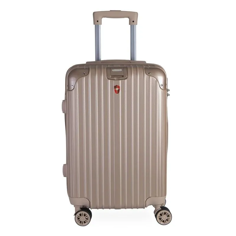 Mala de Bordo ABS para Viagem Swiss Go Suiça Cadeado Integrado Rodas Giro 360º Dourado