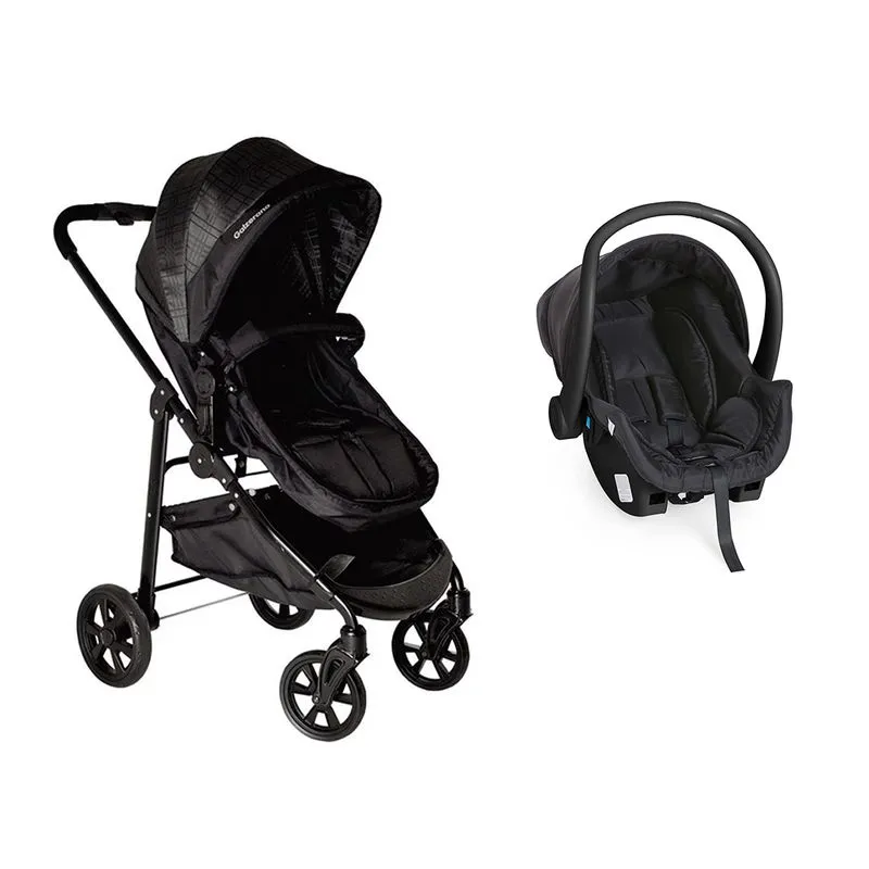 Travel System Galzerano Carrinho De Bebê Olympus Xadrez Com Bebê Conforto Cocoon Dzieco Preto