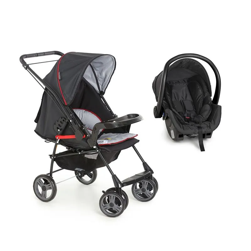 Travel System Galzerano Carrinho De Bebê Preto Milano Com Bebe Conforto Cocoon Preto