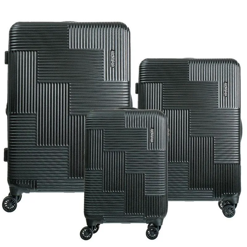 Conjunto De Malas Abs Expansível American Tourister By Samsonite Cuiabá Cadeado Tsa P/m/g Preto