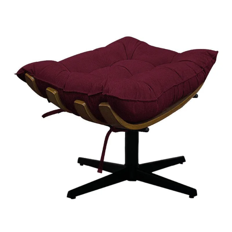 Puff Decorativo Costela Base Giratória Suede Bordô